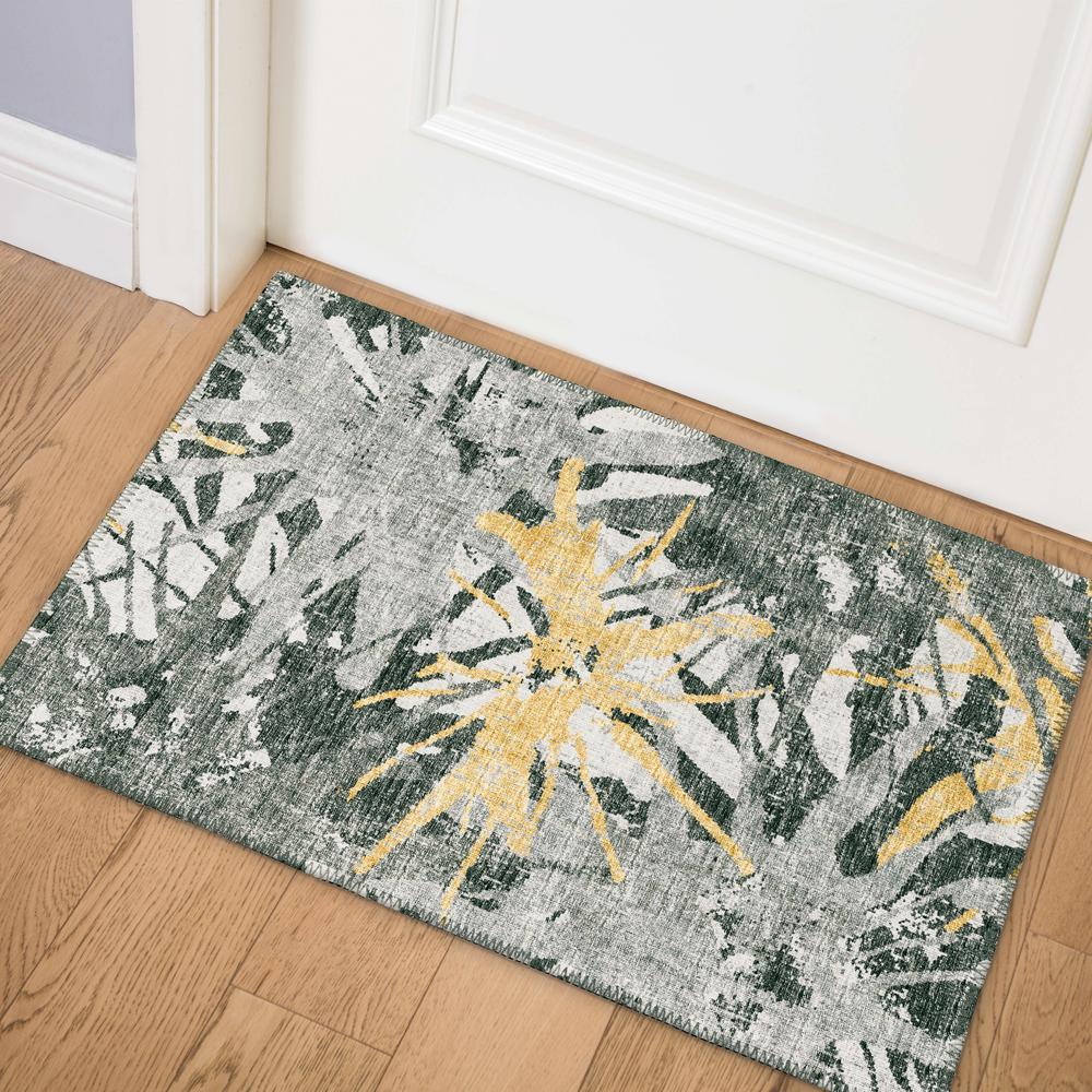 Bravado Gilded Contemporary Color Splash 1'8" x 2'6" Accent Rug Gilded ABV36. Picture 1