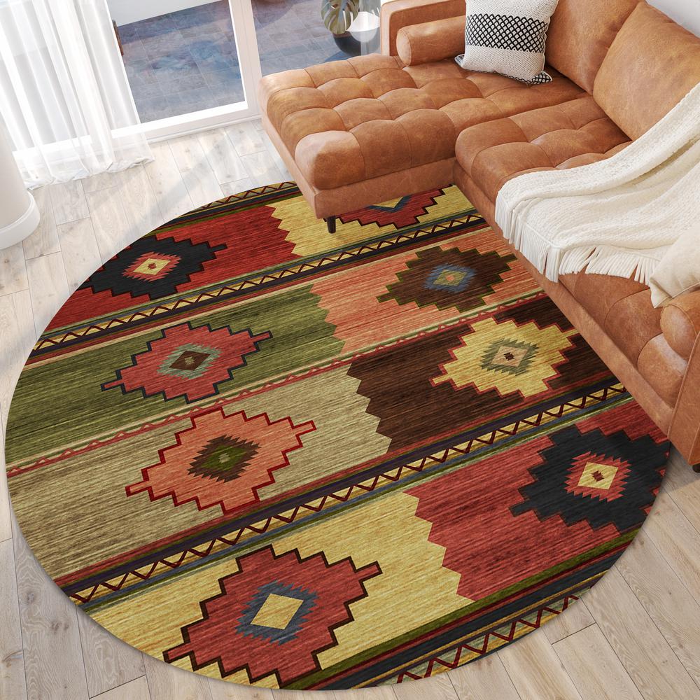 Indoor/Outdoor Sonora ASO31 Paprika Washable 8' x 8' Round Rug. Picture 2