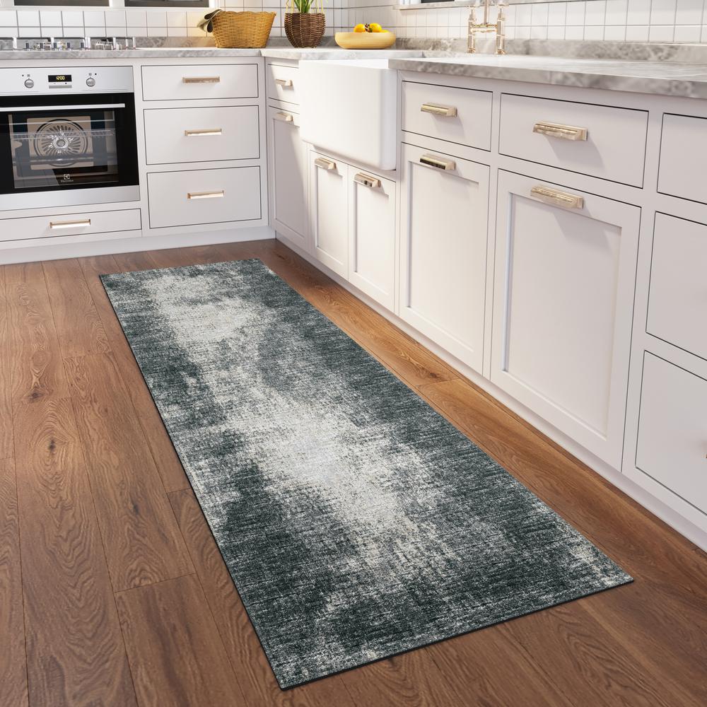 Rylee Black Transitional Abstract 2'3" x 7'6" Runner Rug Black ARY31. Picture 1