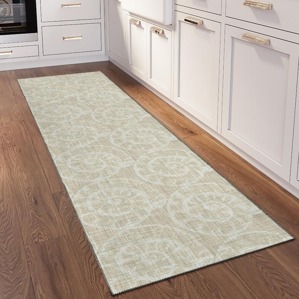 Indoor/Outdoor Surfside ASR41 Beige Washable 2'3" x 7'6" Runner Rug. Picture 2