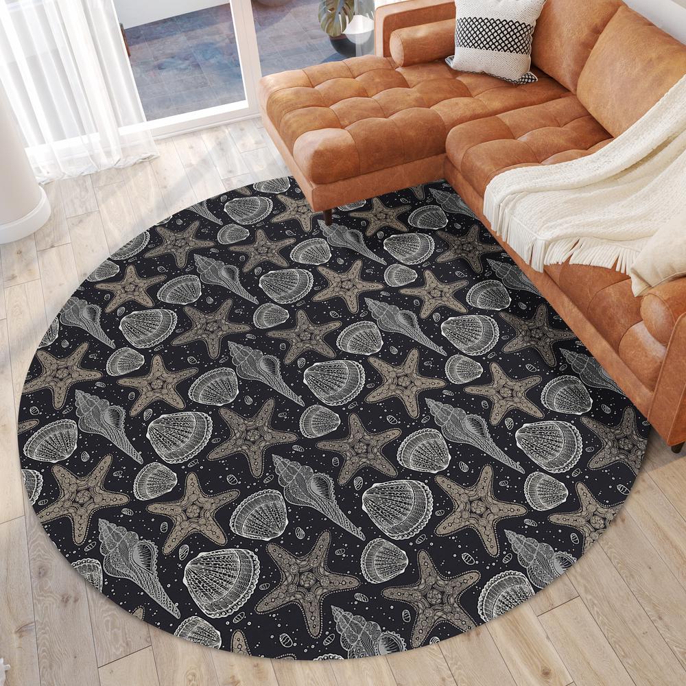 Indoor/Outdoor Surfside ASR34 Midnight Washable 8' x 8' Round Rug. Picture 2