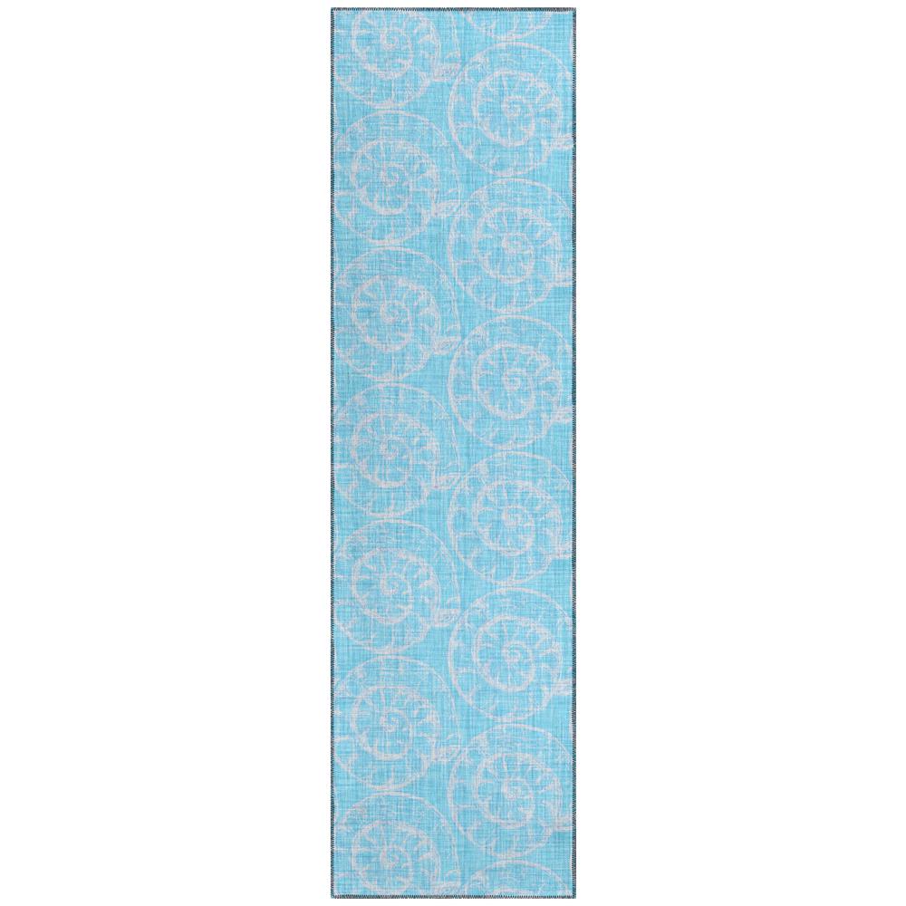 Indoor/Outdoor Surfside ASR41 Aqua Washable 2'3" x 7'6" Runner Rug. Picture 1
