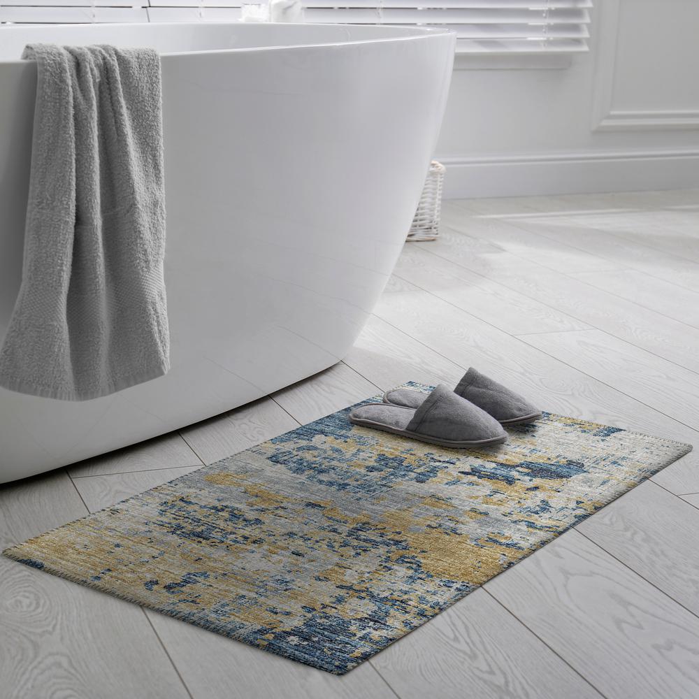 Indoor/Outdoor Accord AAC34 Blue Washable 1'8" x 2'6" Rug. Picture 2