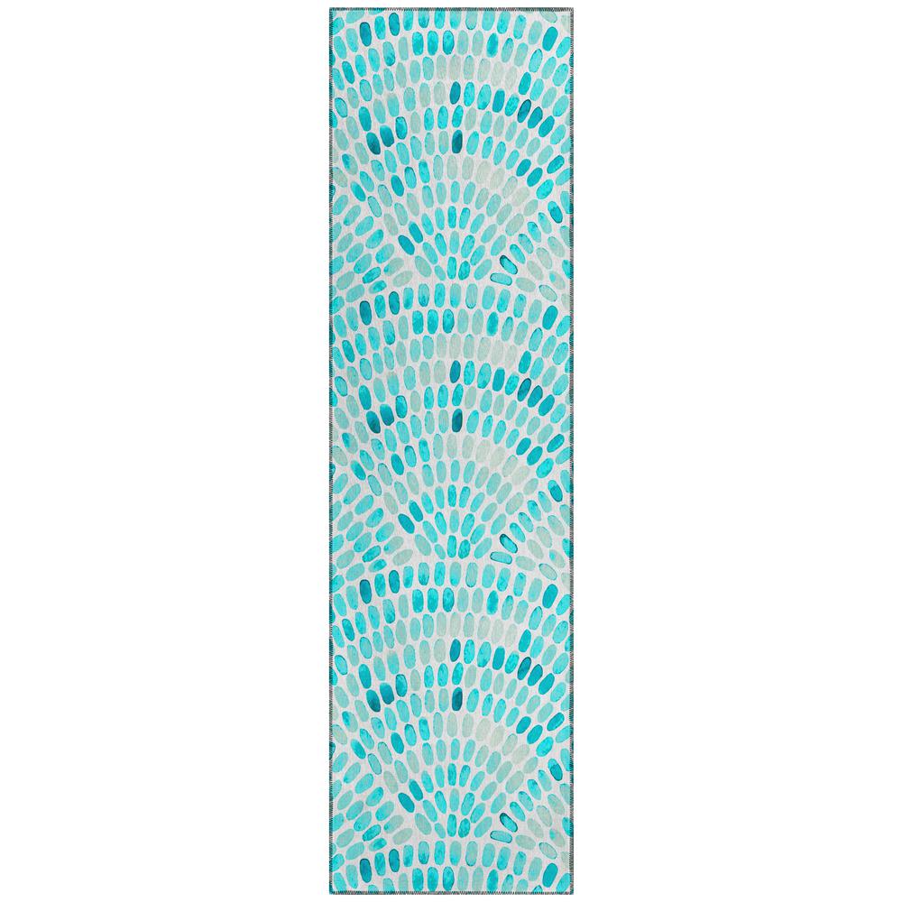 Indoor/Outdoor Surfside ASR37 Aqua Washable 2'3" x 7'6" Runner Rug. Picture 1