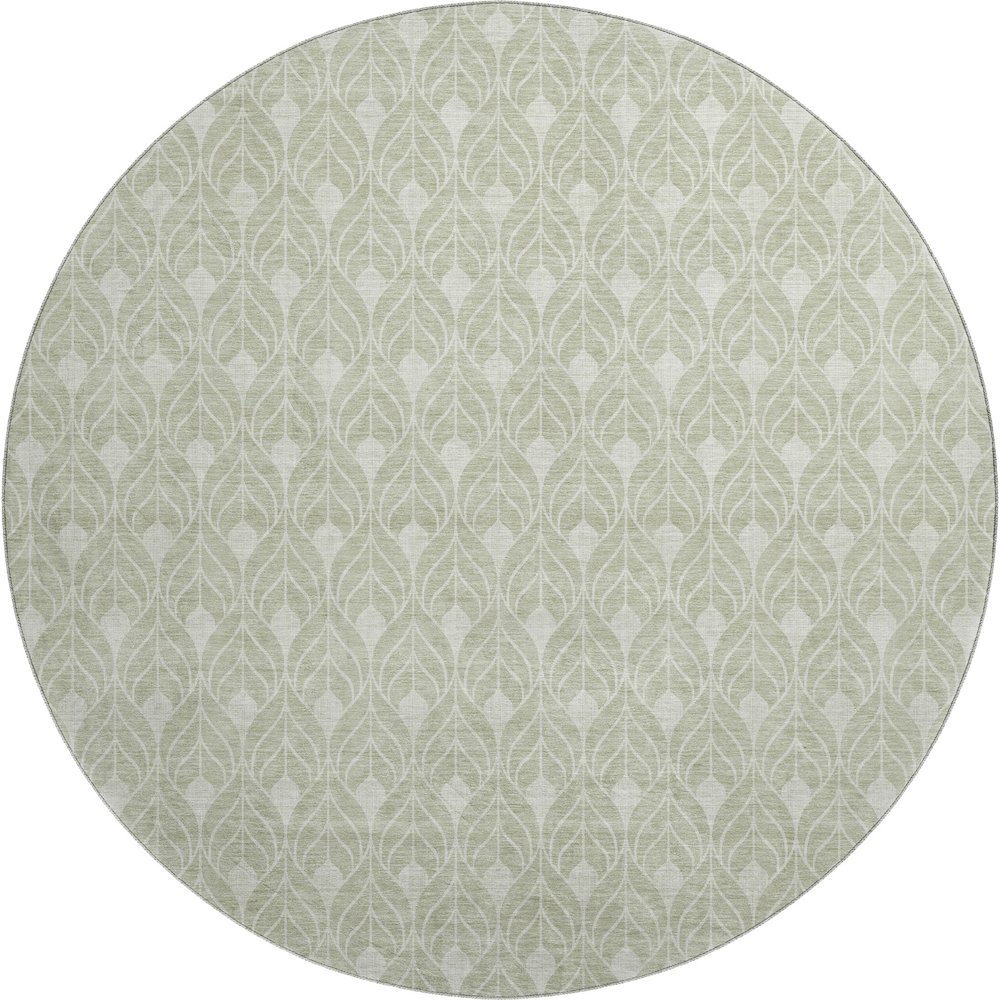 Luxury Washable Indoor/Outdoor The Reserve Celery 8' x 8' Round Rug. Picture 1