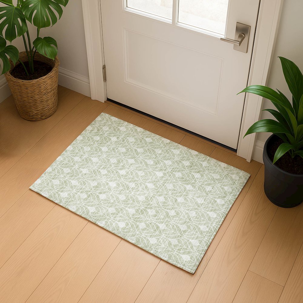 Luxury Washable Indoor/Outdoor The Reserve Celery 1'8" x 2'6" Rug. Picture 5
