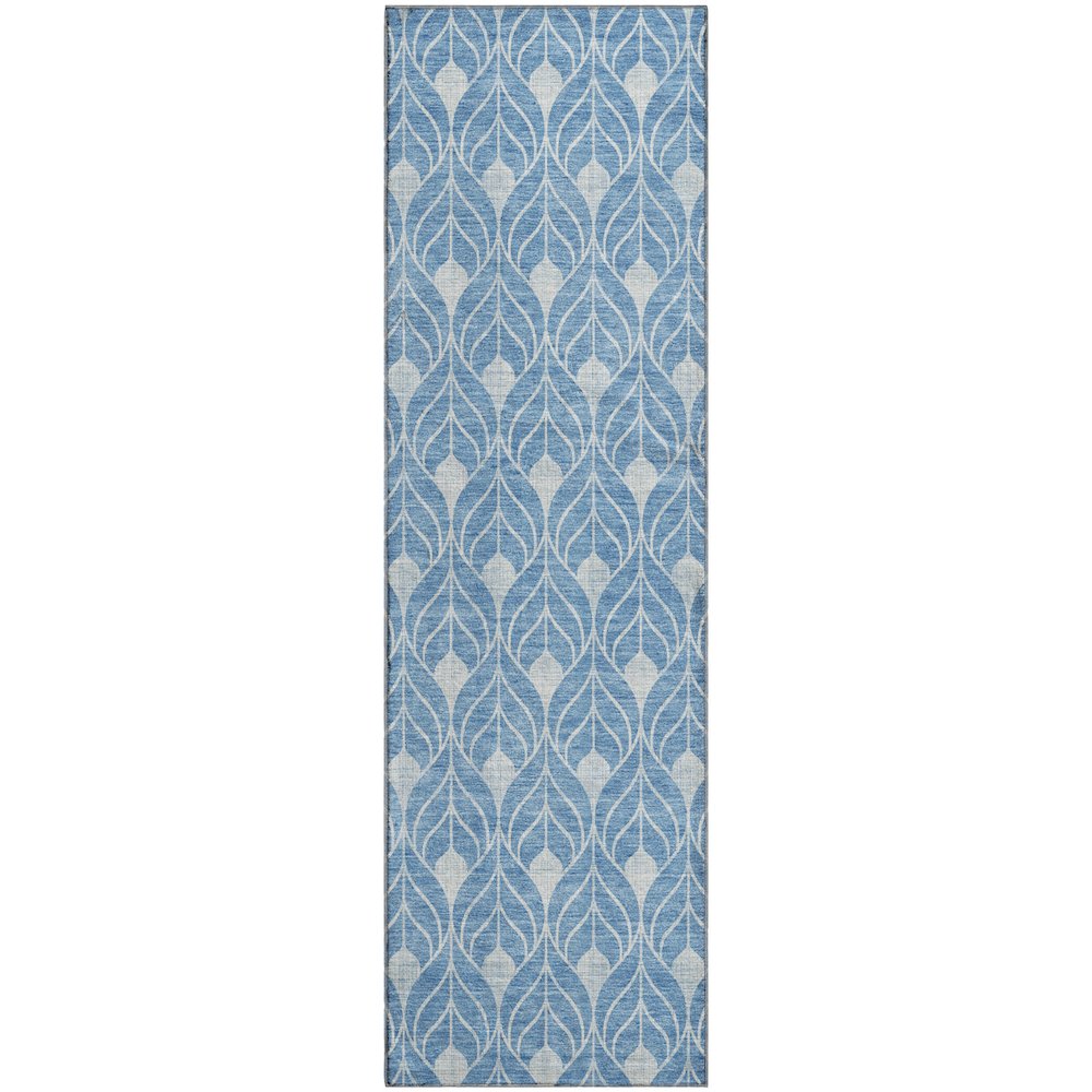 Luxury Washable Indoor/Outdoor The Reserve Denim 2'3" x 7'6" Runner Rug. Picture 1