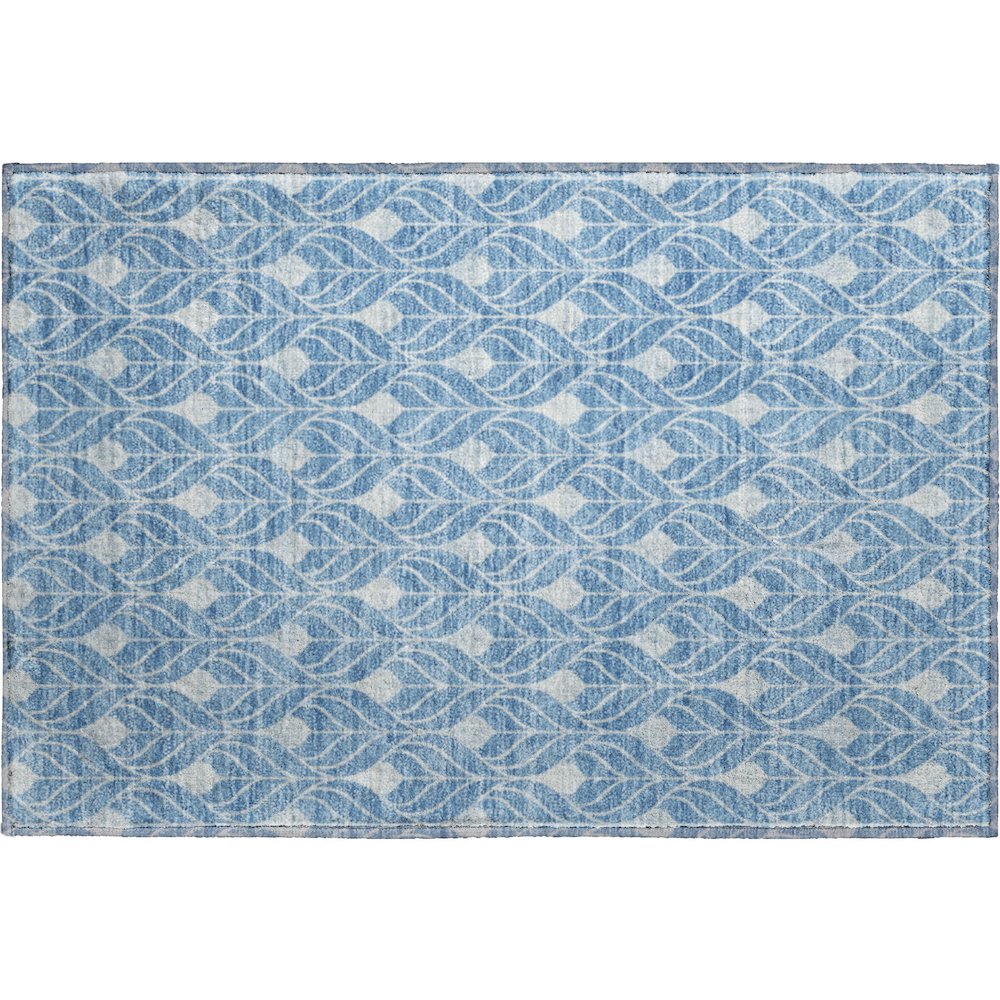 Luxury Washable Indoor/Outdoor The Reserve Denim 1'8" x 2'6" Rug. Picture 1