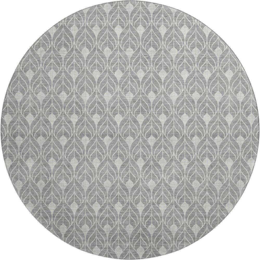 Luxury Washable Indoor/Outdoor The Reserve Gray 8' x 8' Round Rug. Picture 1
