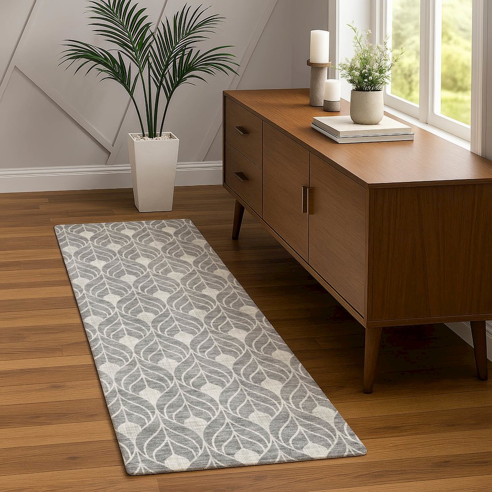 Luxury Washable Indoor/Outdoor The Reserve Gray 2'3" x 7'6" Runner Rug. Picture 5