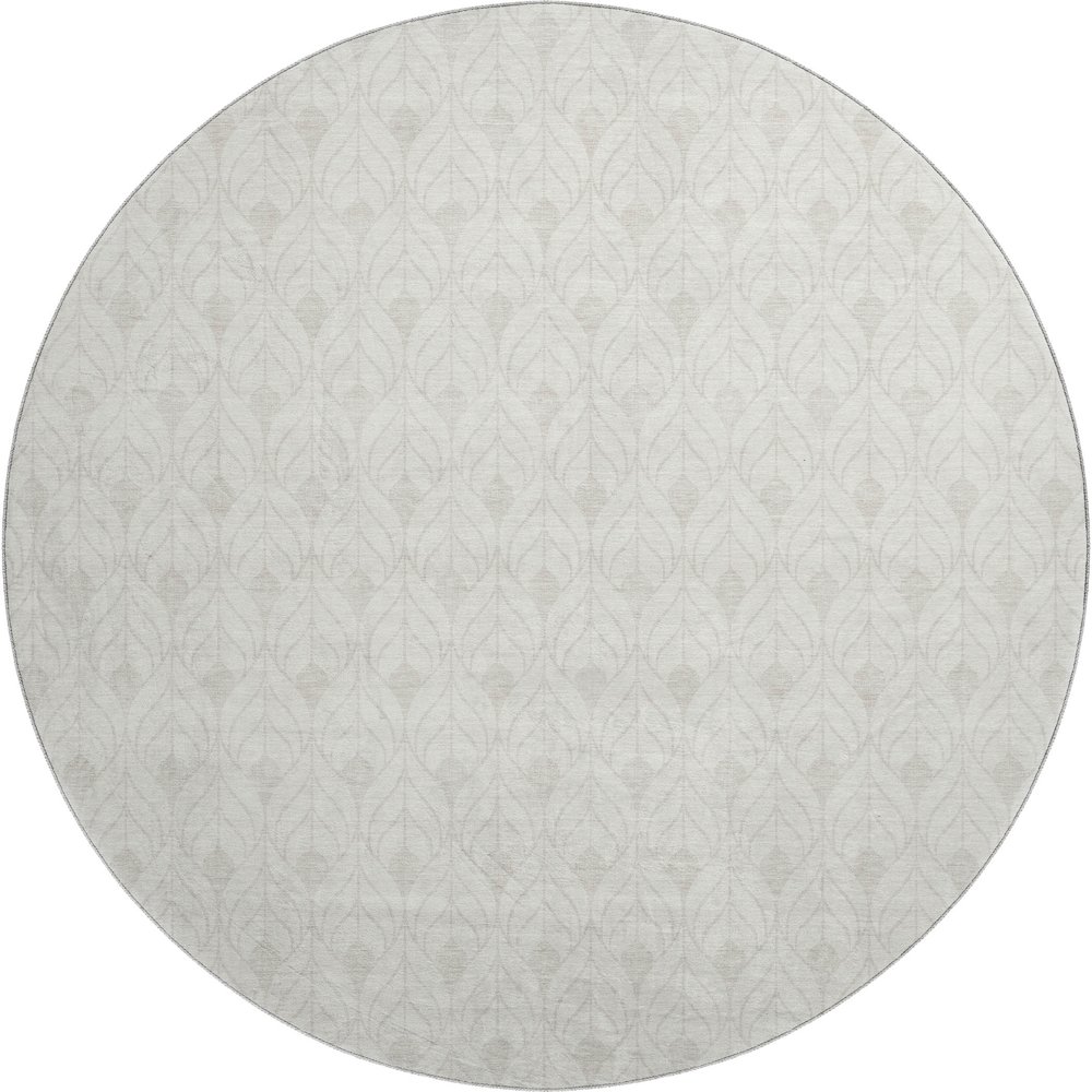 Luxury Washable Indoor/Outdoor The Reserve Ivory 8' x 8' Round Rug. Picture 1