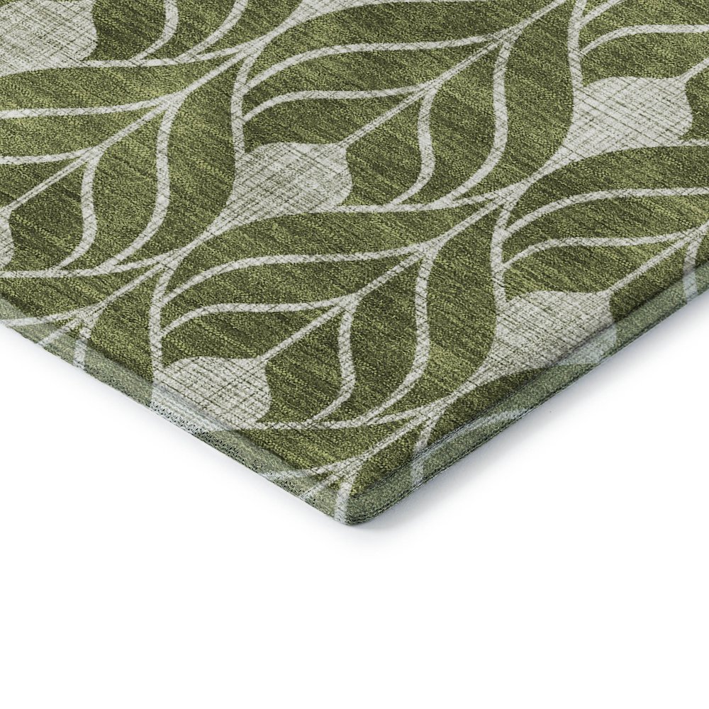 Luxury Washable Indoor/Outdoor The Reserve Olive 1'8" x 2'6" Rug. Picture 2
