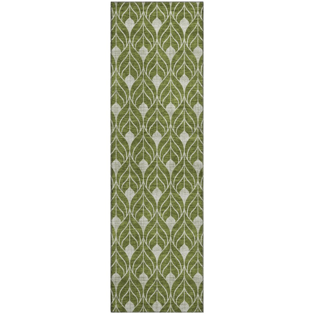 Luxury Washable Indoor/Outdoor The Reserve Olive 2'3" x 7'6" Runner Rug. Picture 1