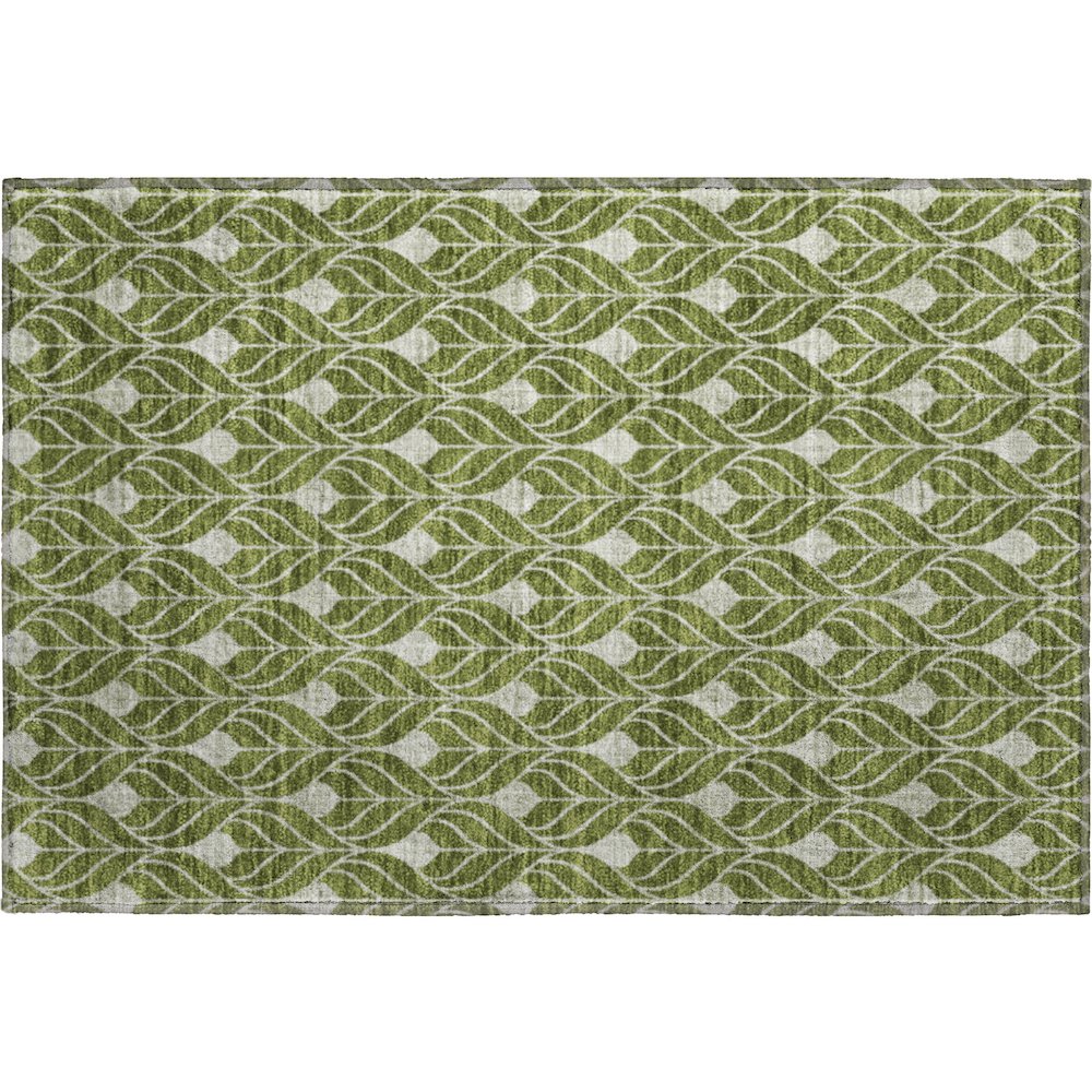 Luxury Washable Indoor/Outdoor The Reserve Olive 1'8" x 2'6" Rug. Picture 1