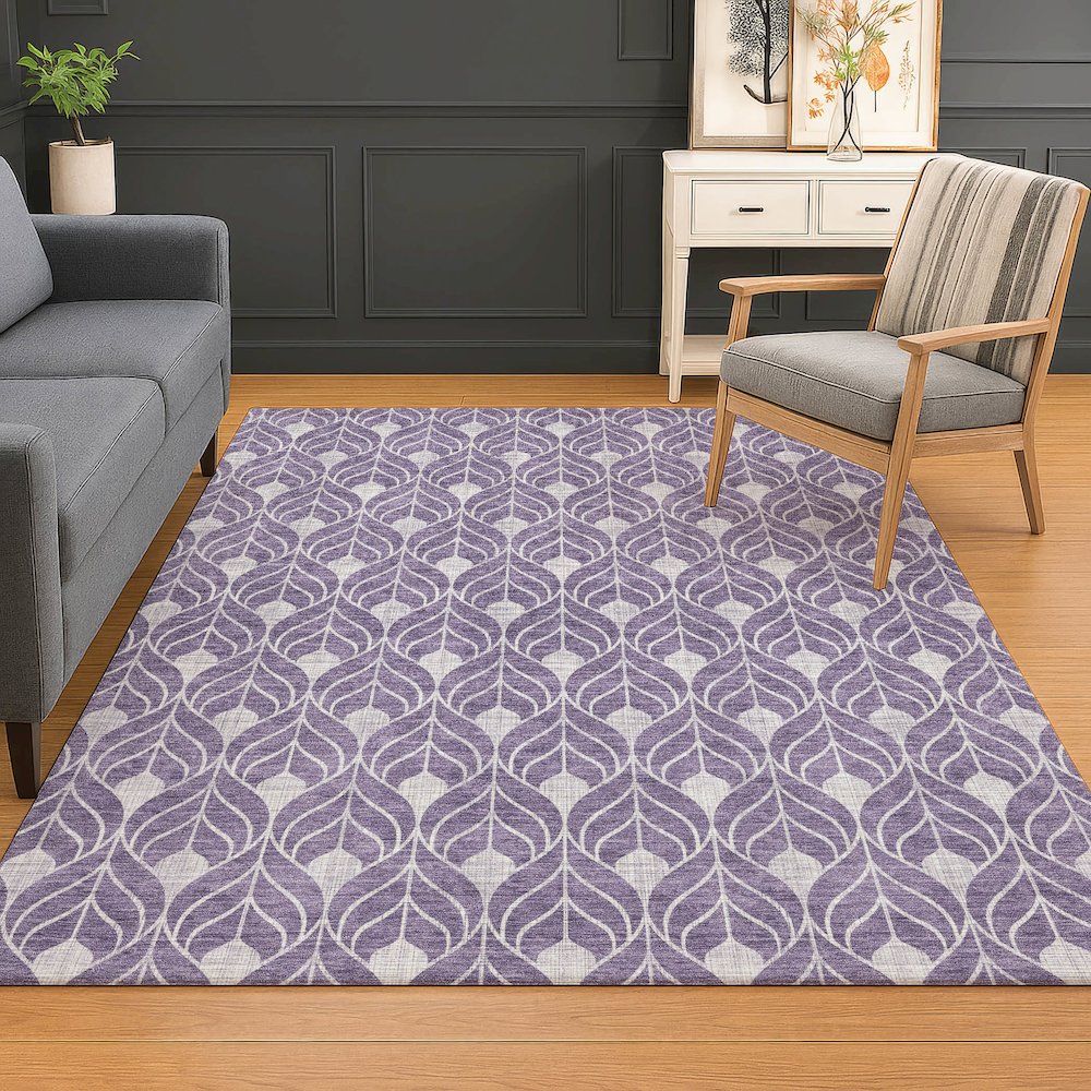 Luxury Washable Indoor/Outdoor The Reserve Plum 2'6" x 3'10" Rug. Picture 5
