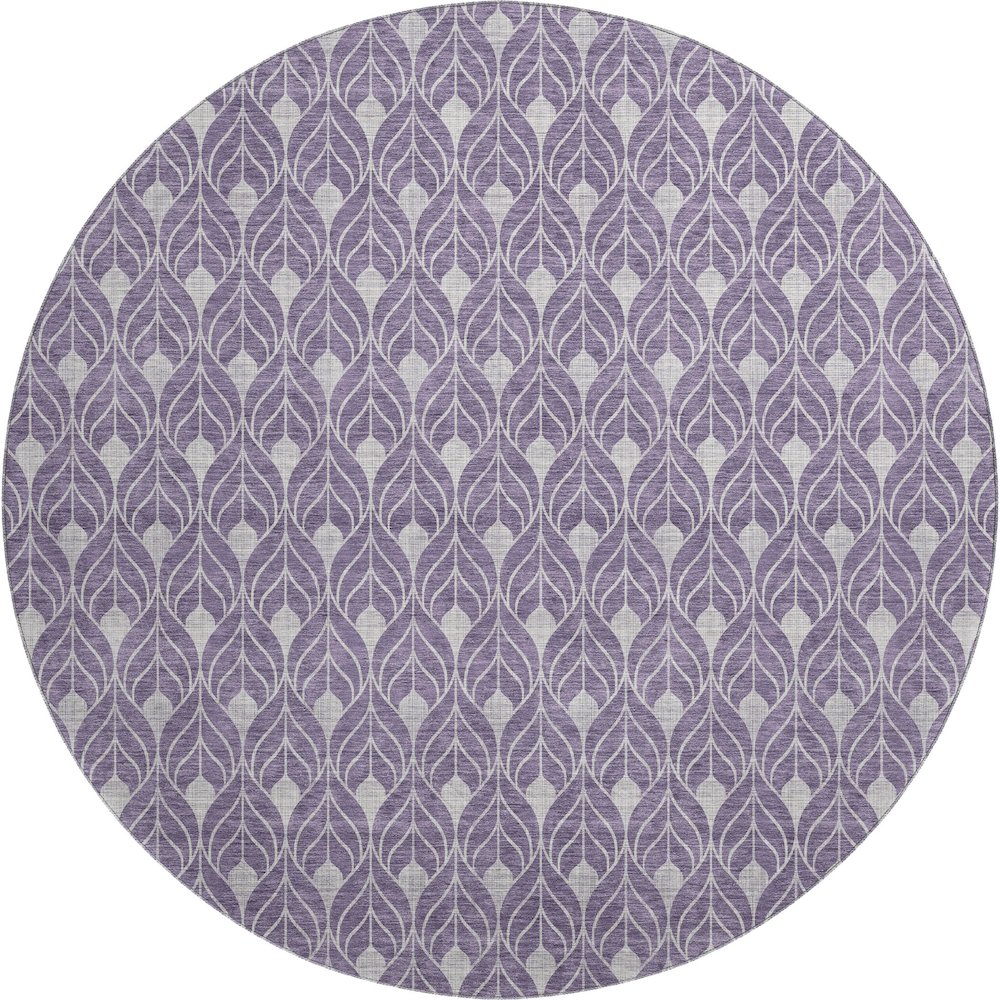 Luxury Washable Indoor/Outdoor The Reserve Plum 8' x 8' Round Rug. Picture 1