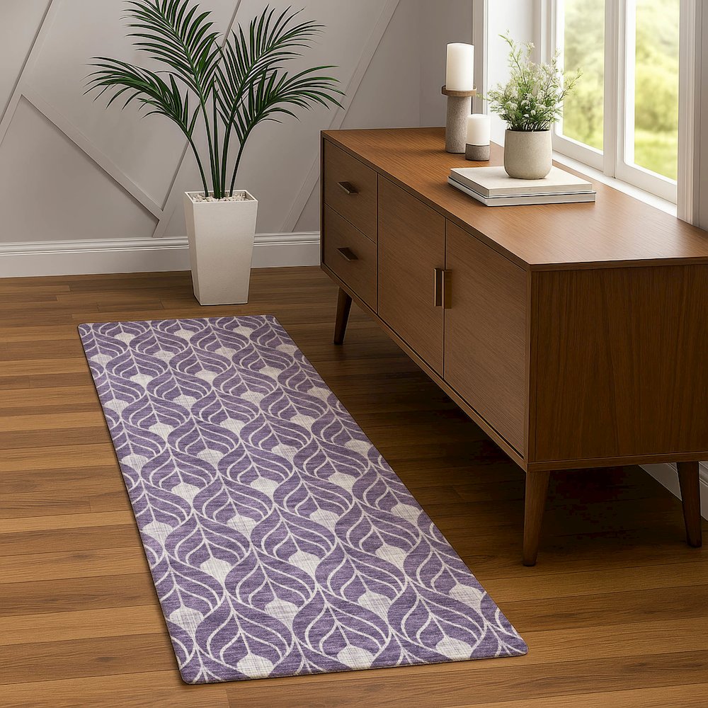 Luxury Washable Indoor/Outdoor The Reserve Plum 2'3" x 7'6" Runner Rug. Picture 5