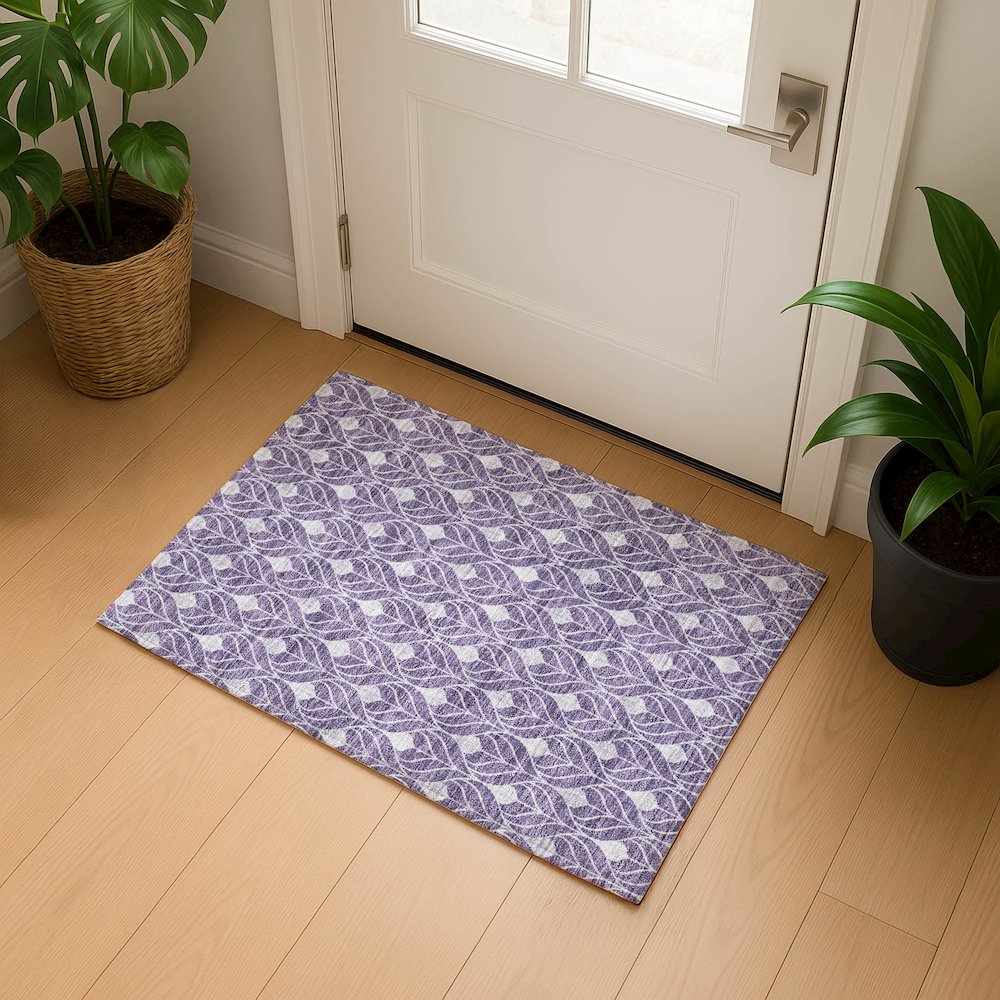Luxury Washable Indoor/Outdoor The Reserve Plum 1'8" x 2'6" Rug. Picture 5
