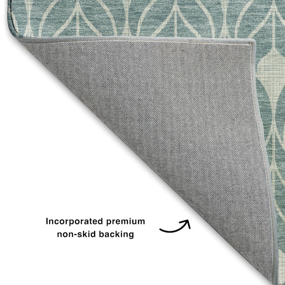 Luxury Washable Indoor/Outdoor The Reserve Teal 1'8" x 2'6" Rug. Picture 4