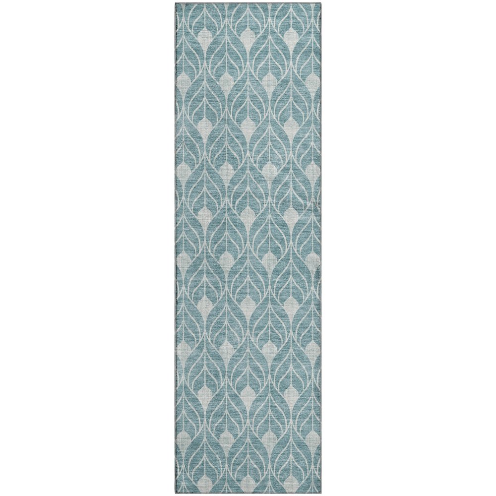 Luxury Washable Indoor/Outdoor The Reserve Teal 2'3" x 7'6" Runner Rug. Picture 1