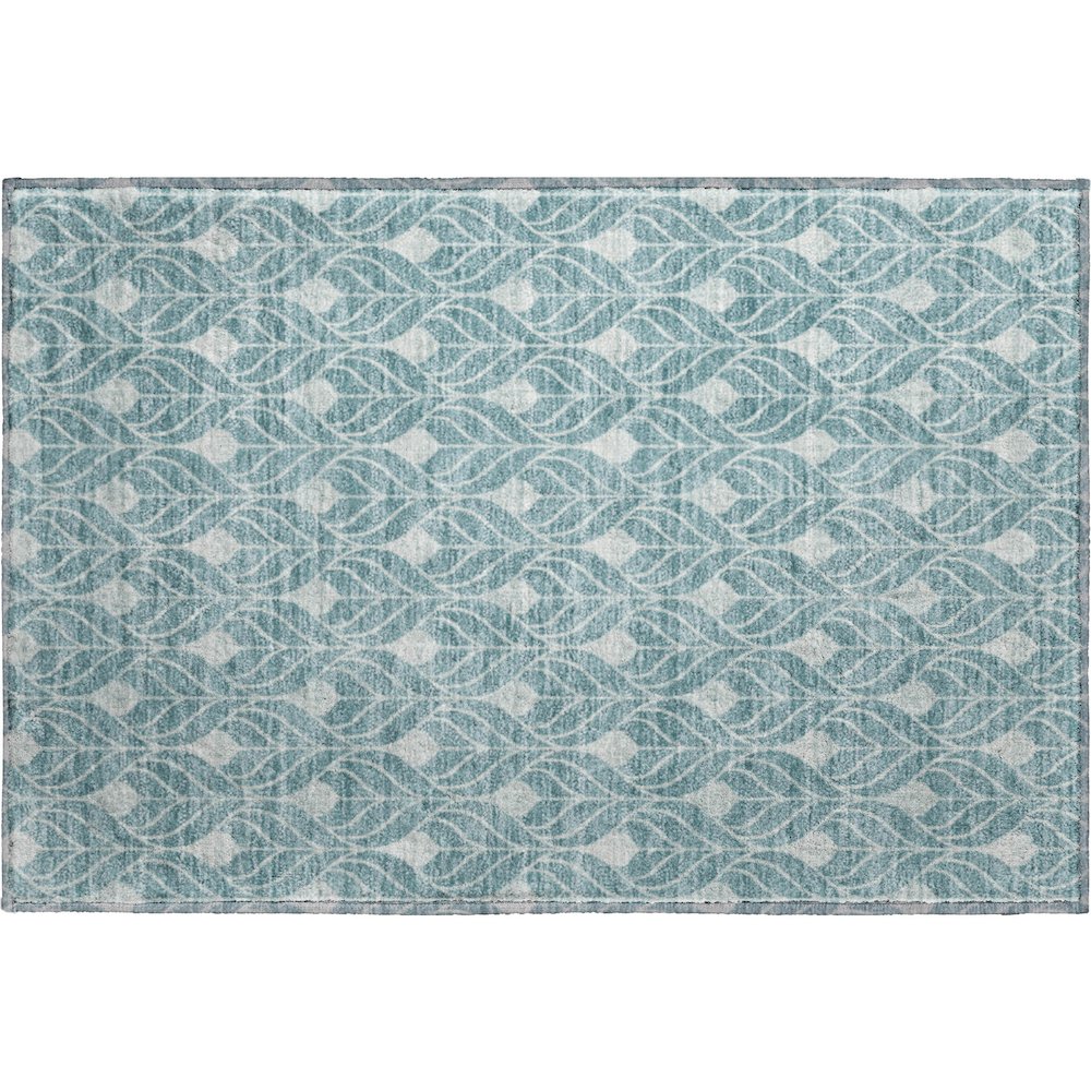 Luxury Washable Indoor/Outdoor The Reserve Teal 1'8" x 2'6" Rug. Picture 1