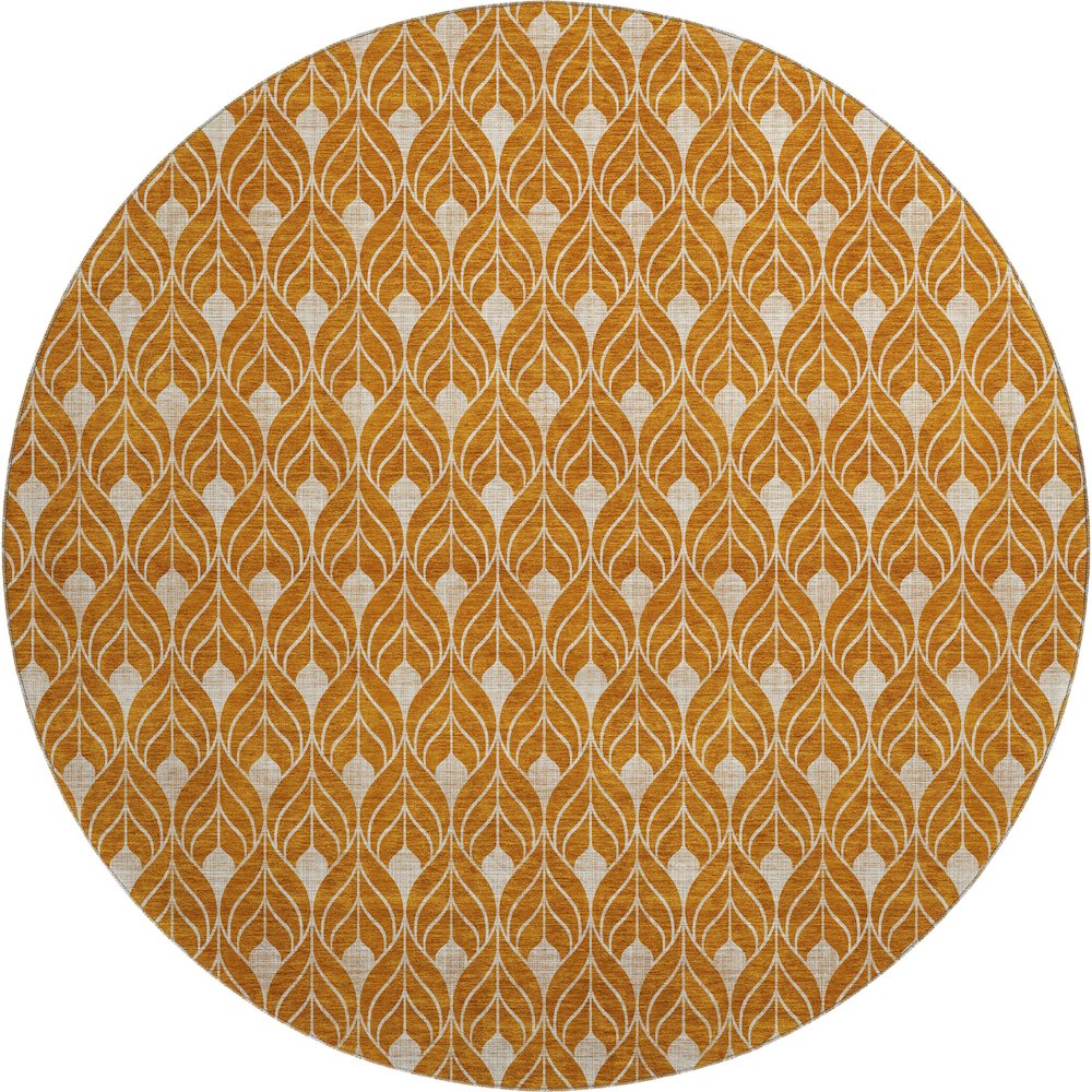 Luxury Washable Indoor/Outdoor The Reserve Terracotta 8' x 8' Round Rug. Picture 1