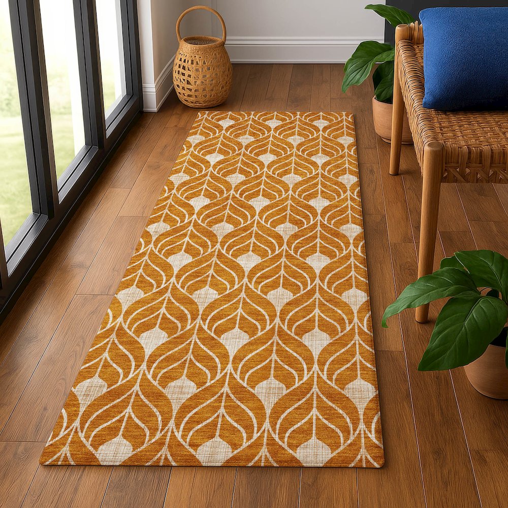 Luxury Washable Indoor/Outdoor The Reserve Terracotta 2'3" x 7'6" Runner Rug. Picture 5