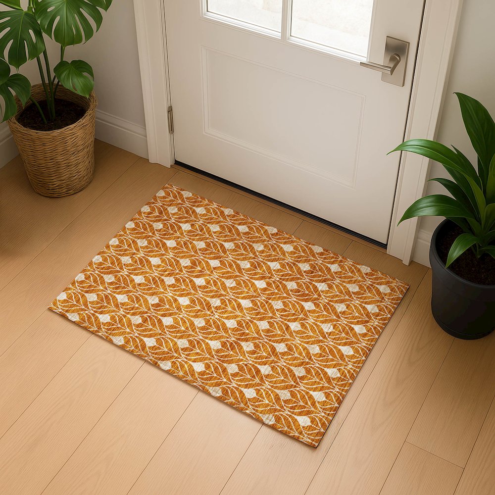 Luxury Washable Indoor/Outdoor The Reserve Terracotta 1'8" x 2'6" Rug. Picture 5