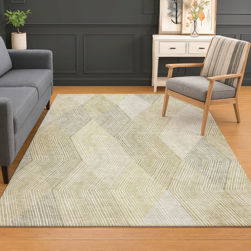 Luxury Washable Indoor/Outdoor The Reserve Beige 2'6" x 3'10" Rug. Picture 5