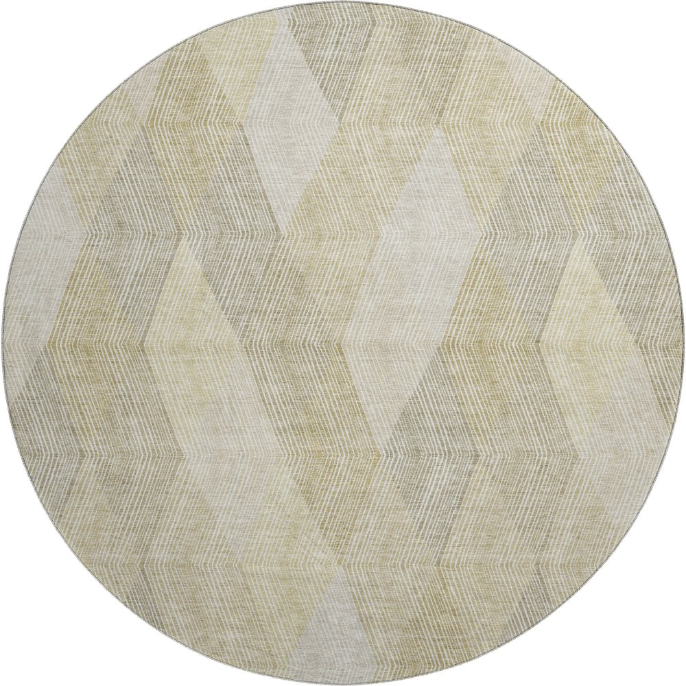 Luxury Washable Indoor/Outdoor The Reserve Beige 8' x 8' Round Rug. Picture 1