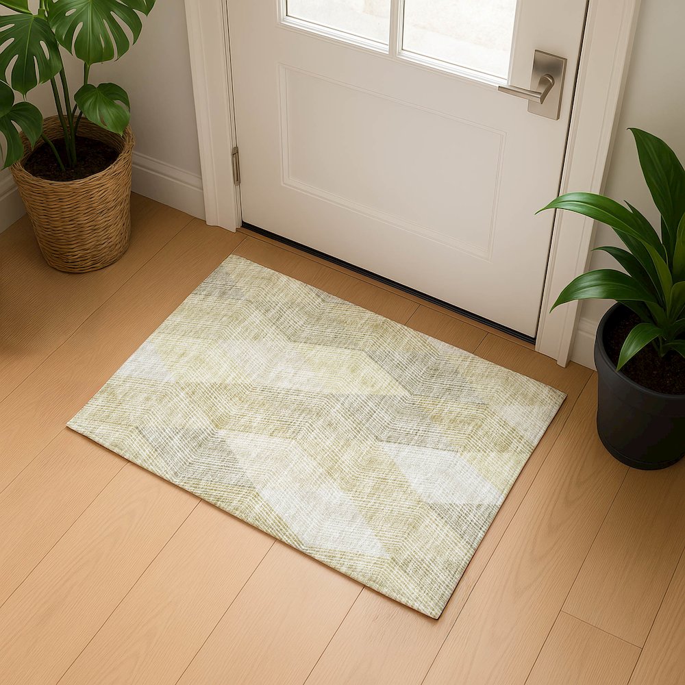 Luxury Washable Indoor/Outdoor The Reserve Beige 1'8" x 2'6" Rug. Picture 5
