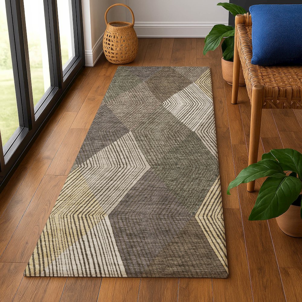 Luxury Washable Indoor/Outdoor The Reserve Brown 2'3" x 7'6" Runner Rug. Picture 5