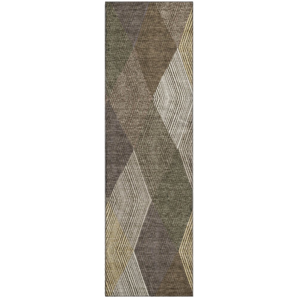 Luxury Washable Indoor/Outdoor The Reserve Brown 2'3" x 7'6" Runner Rug. Picture 1