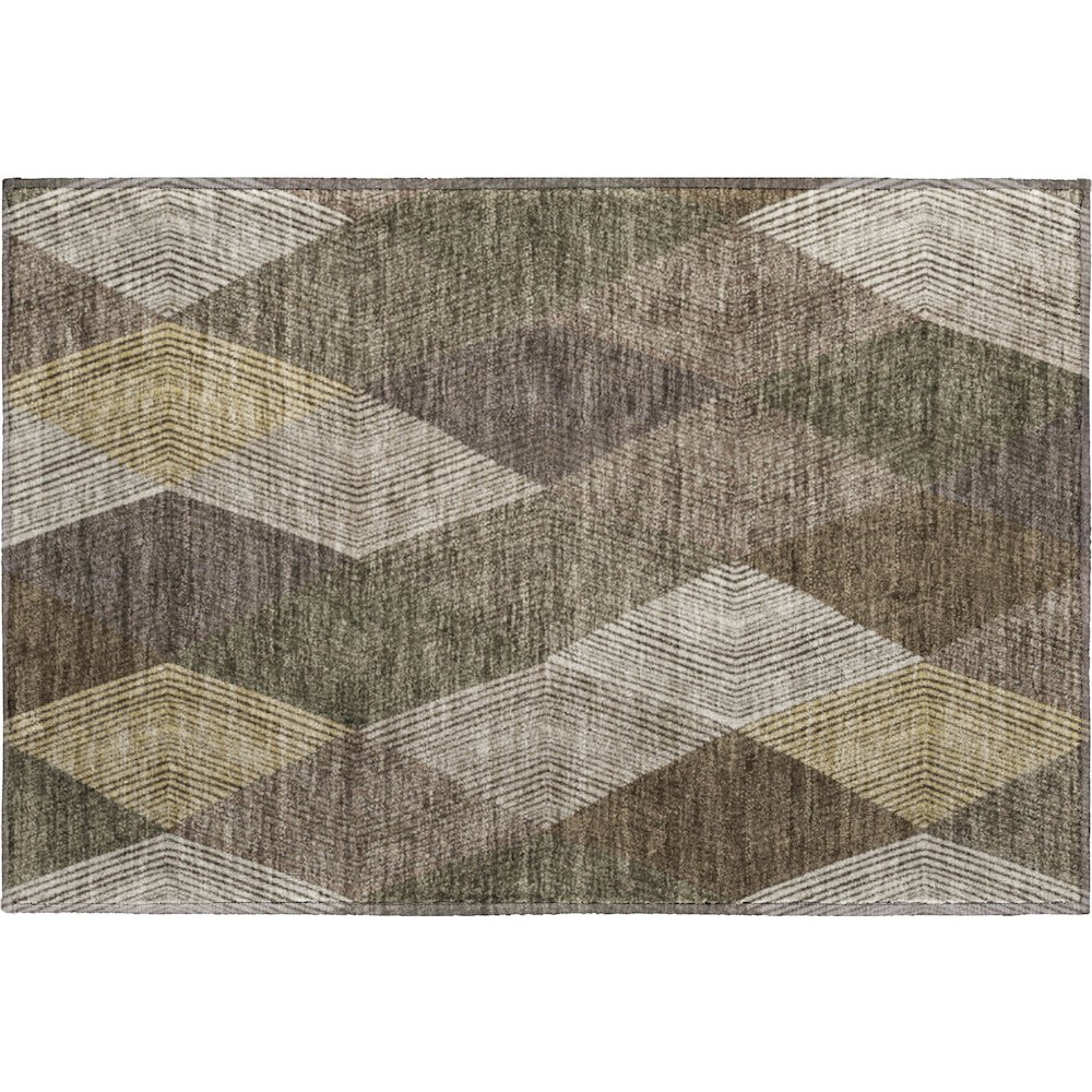 Luxury Washable Indoor/Outdoor The Reserve Brown 1'8" x 2'6" Rug. Picture 1