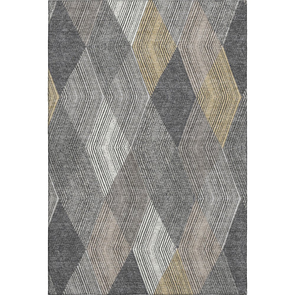 Luxury Washable Indoor/Outdoor The Reserve Charcoal 2'6" x 3'10" Rug. Picture 1