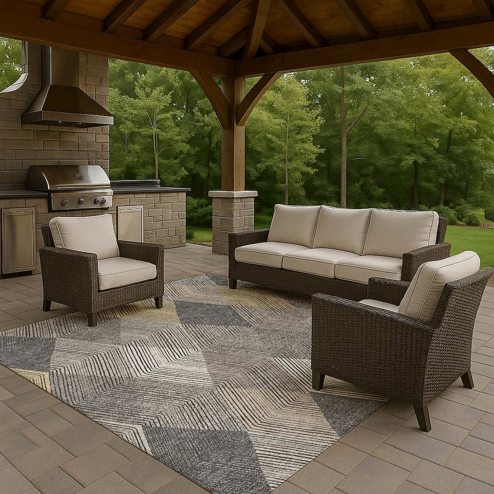 Luxury Washable Indoor/Outdoor The Reserve Charcoal 2'6" x 3'10" Rug. Picture 7