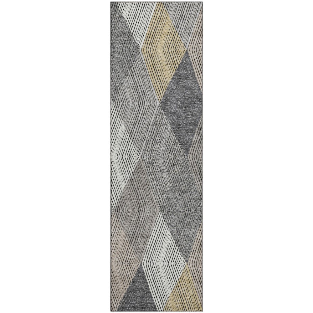 Luxury Washable Indoor/Outdoor The Reserve Charcoal 2'3" x 7'6" Runner Rug. Picture 1