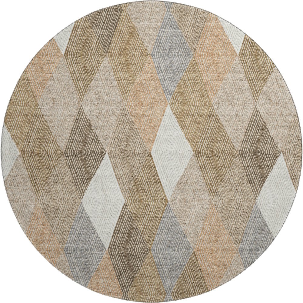 Luxury Washable Indoor/Outdoor The Reserve Copper 8' x 8' Round Rug. Picture 1