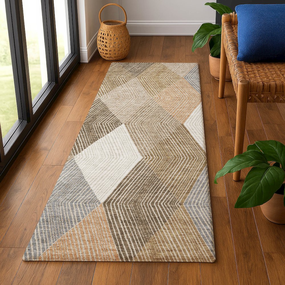 Luxury Washable Indoor/Outdoor The Reserve Copper 2'3" x 7'6" Runner Rug. Picture 5