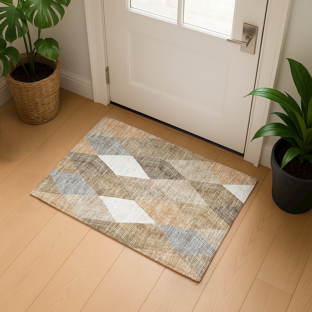 Luxury Washable Indoor/Outdoor The Reserve Copper 1'8" x 2'6" Rug. Picture 5