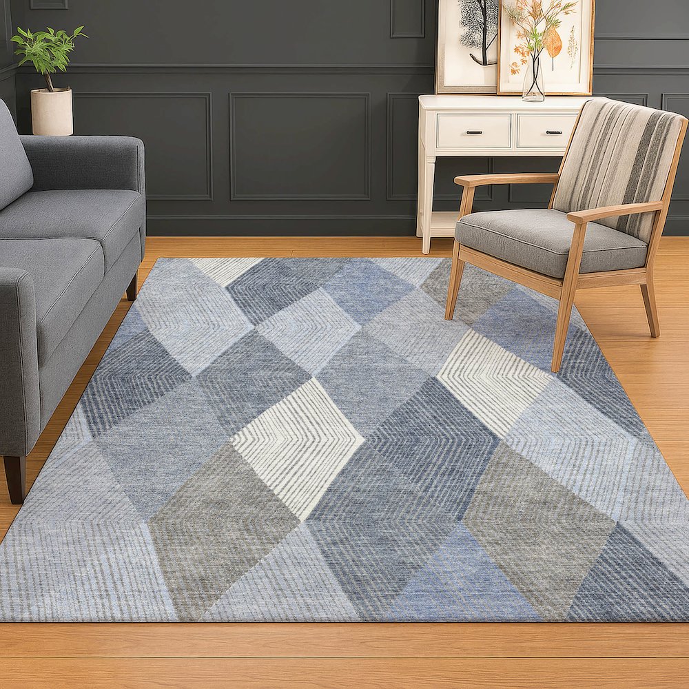 Luxury Washable Indoor/Outdoor The Reserve Denim 2'6" x 3'10" Rug. Picture 5