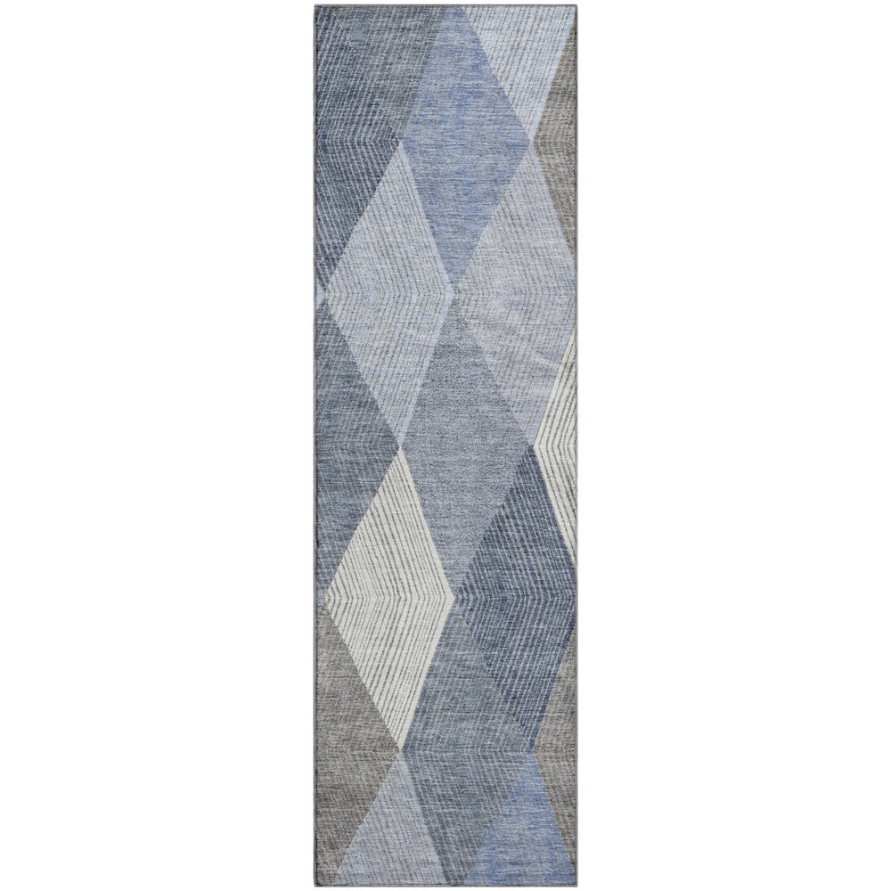 Luxury Washable Indoor/Outdoor The Reserve Denim 2'3" x 7'6" Runner Rug. Picture 1