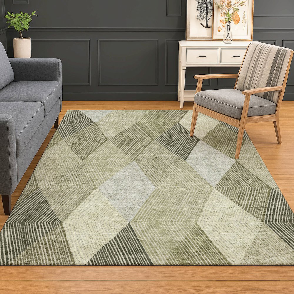 Luxury Washable Indoor/Outdoor The Reserve Fern 2'6" x 3'10" Rug. Picture 5