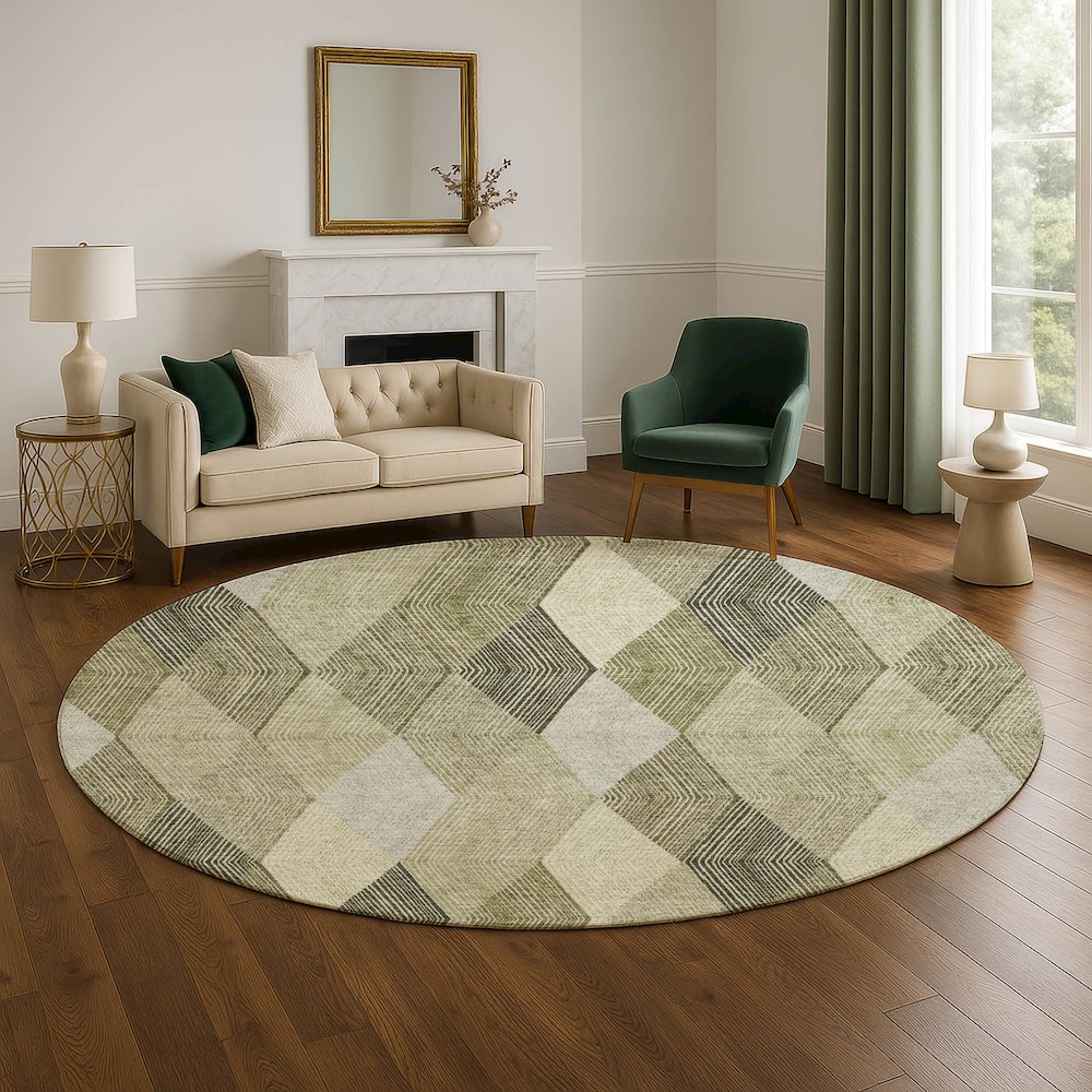 Luxury Washable Indoor/Outdoor The Reserve Fern 8' x 8' Round Rug. Picture 5
