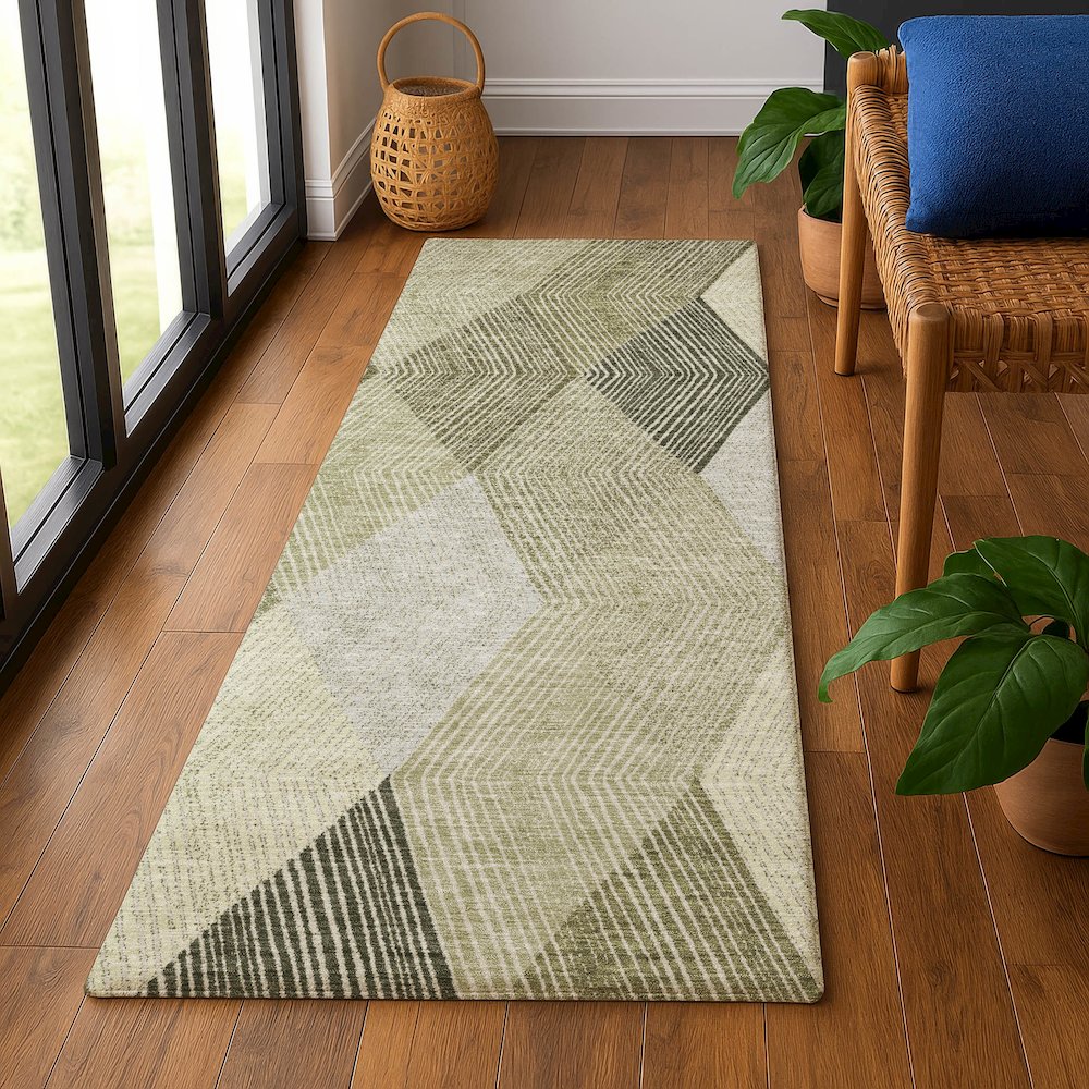 Luxury Washable Indoor/Outdoor The Reserve Fern 2'3" x 7'6" Runner Rug. Picture 5