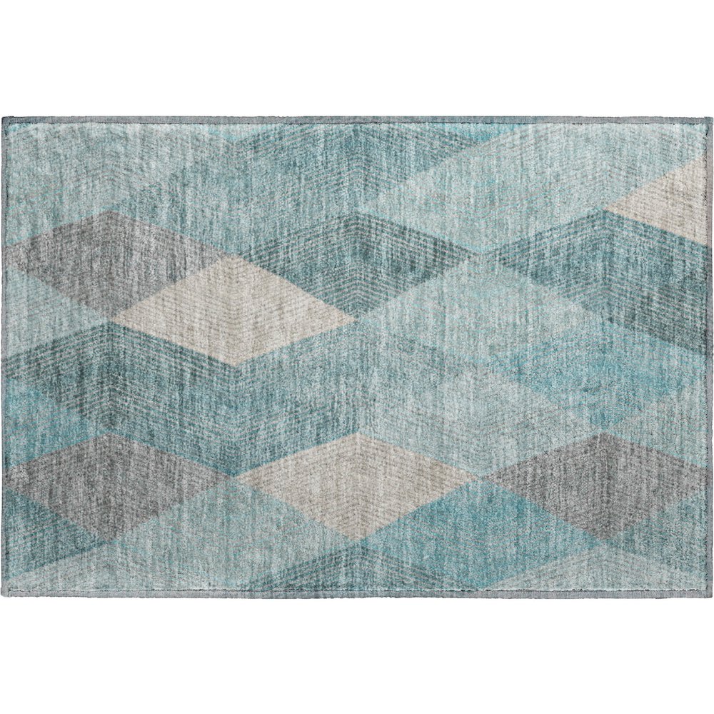 Luxury Washable Indoor/Outdoor The Reserve Turquoise 1'8" x 2'6" Rug. Picture 1