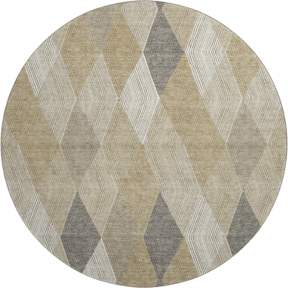 Luxury Washable Indoor/Outdoor The Reserve Wheat 8' x 8' Round Rug. Picture 1