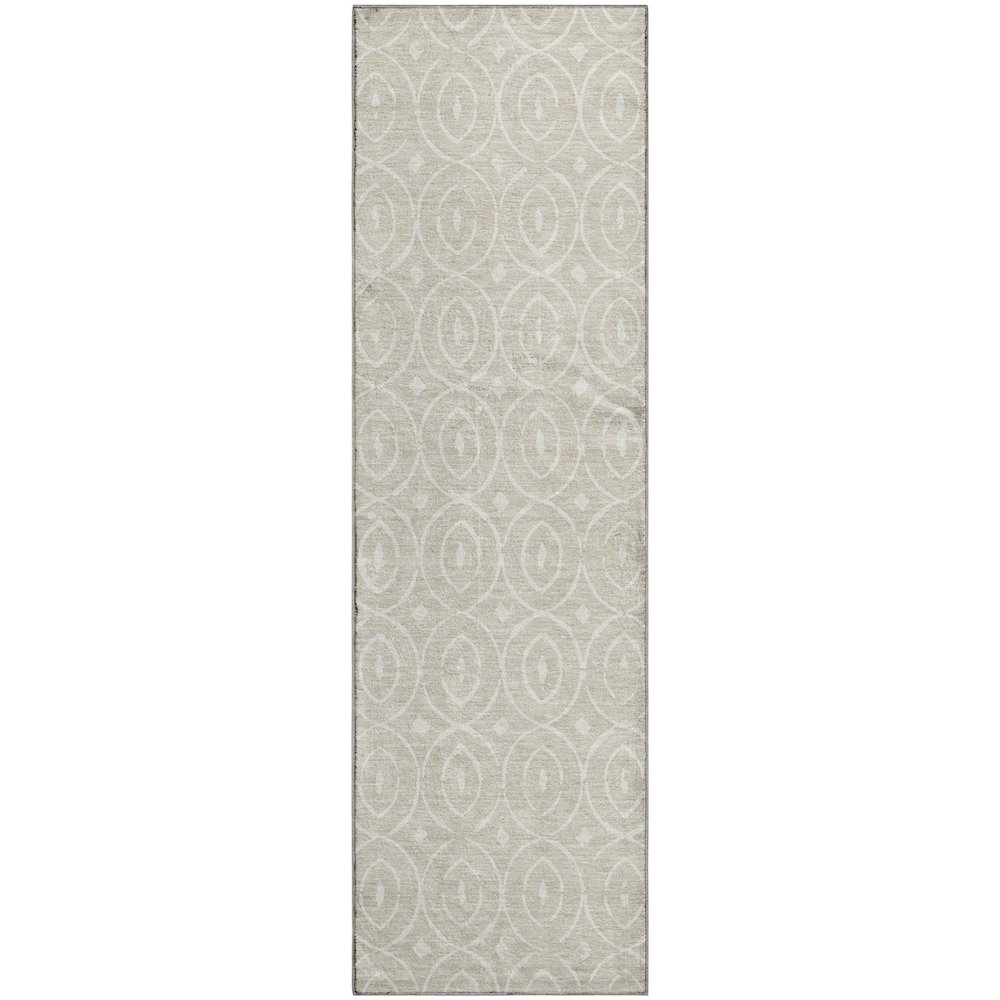 Luxury Washable Indoor/Outdoor The Reserve Beige 2'3" x 7'6" Runner Rug. Picture 1