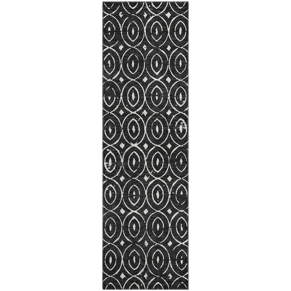Luxury Washable Indoor/Outdoor The Reserve Black 2'3" x 7'6" Runner Rug. Picture 1