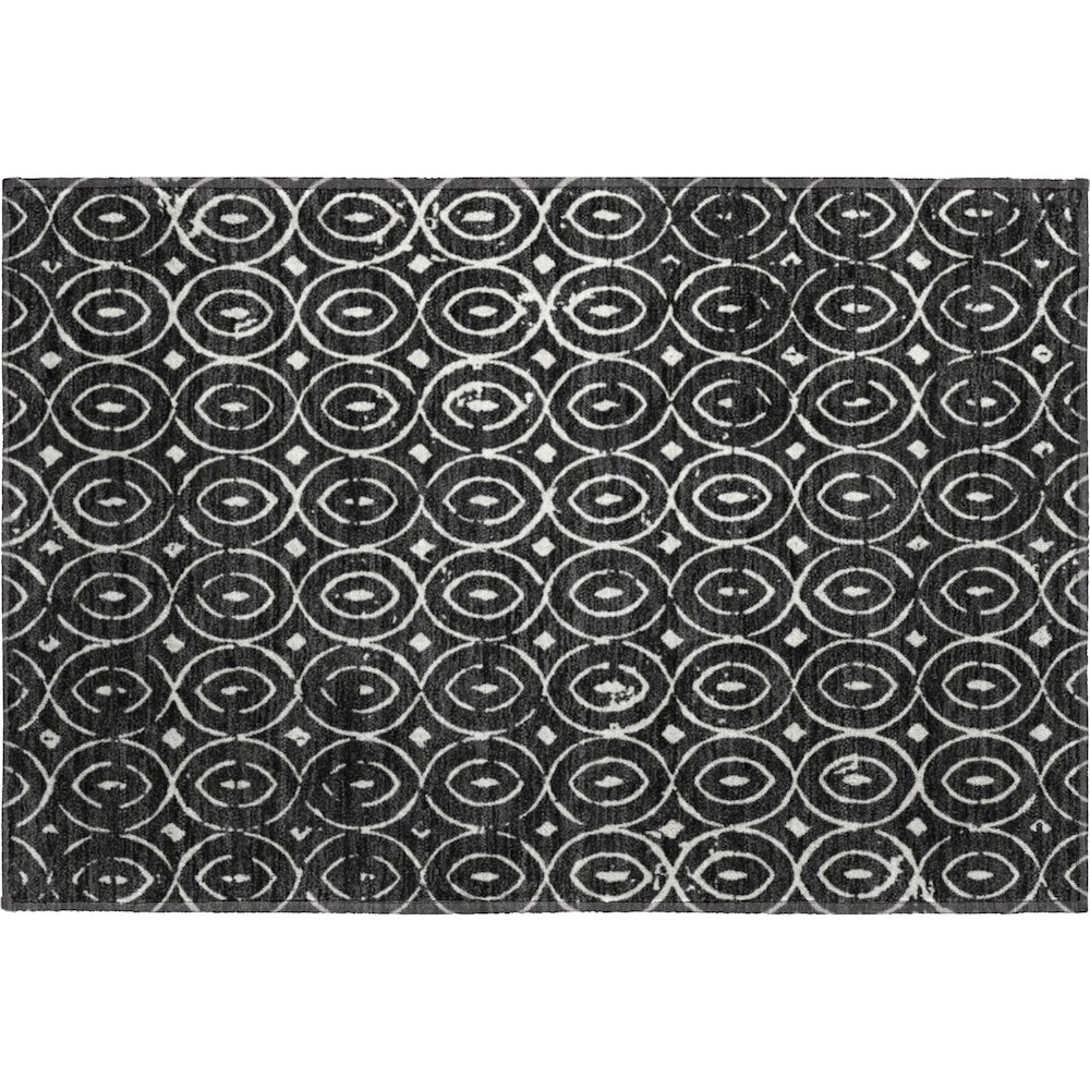 Luxury Washable Indoor/Outdoor The Reserve Black 1'8" x 2'6" Rug. Picture 1